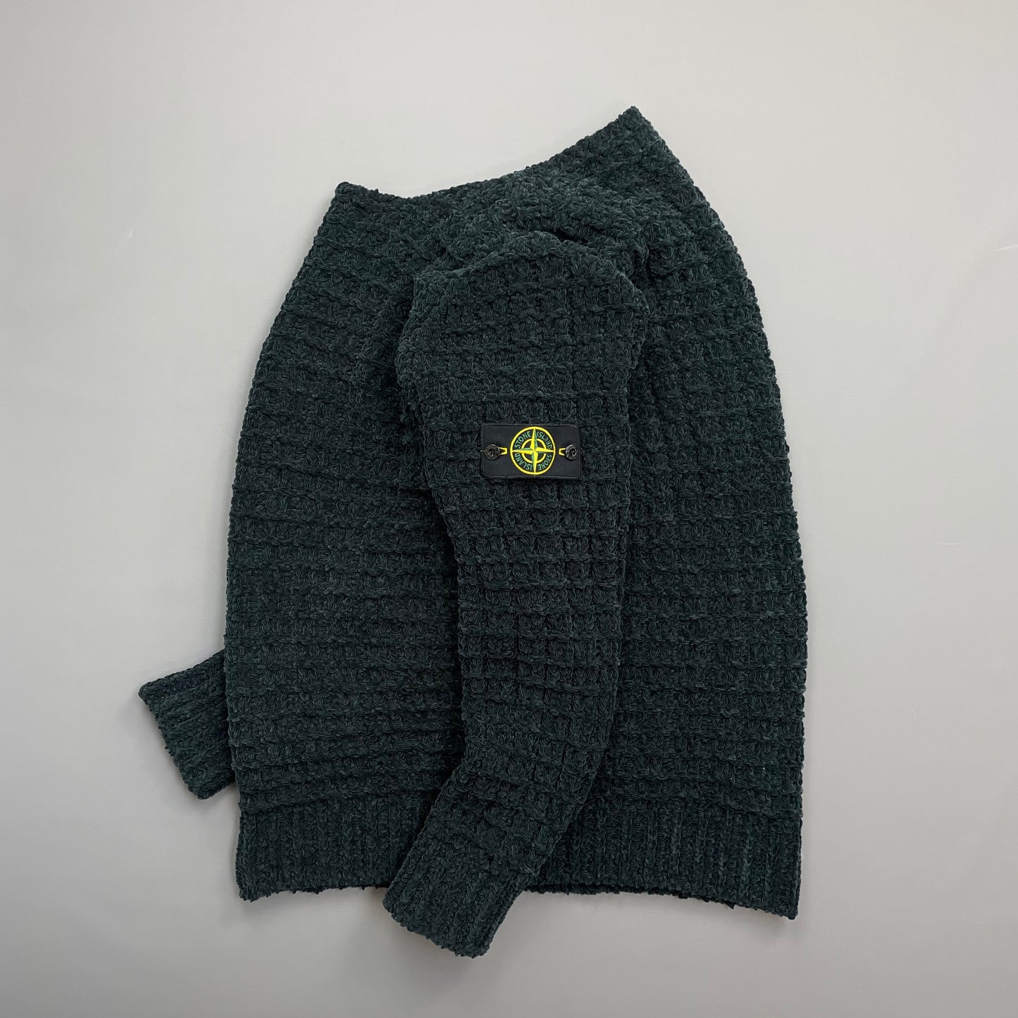 Stone Island Emerald Green AW16 Chenille Heavy Gauge Knit Jumper