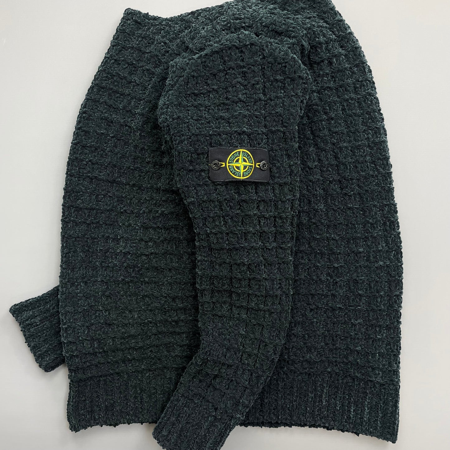 Stone Island Emerald Green AW16 Chenille Heavy Gauge Knit Jumper