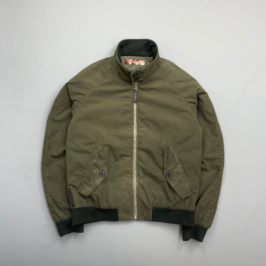 Prada Sport Green 2006 Leather Tab Padded Harrington Bomber Jacket