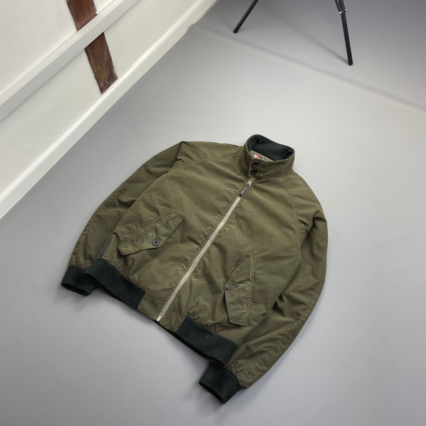 Prada Sport Green 2006 Leather Tab Padded Harrington Bomber Jacket