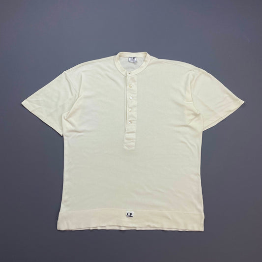 CP Company Cream 80s Ideas From Massimo Osti Ribbed Henley Button-Up T-Shirt