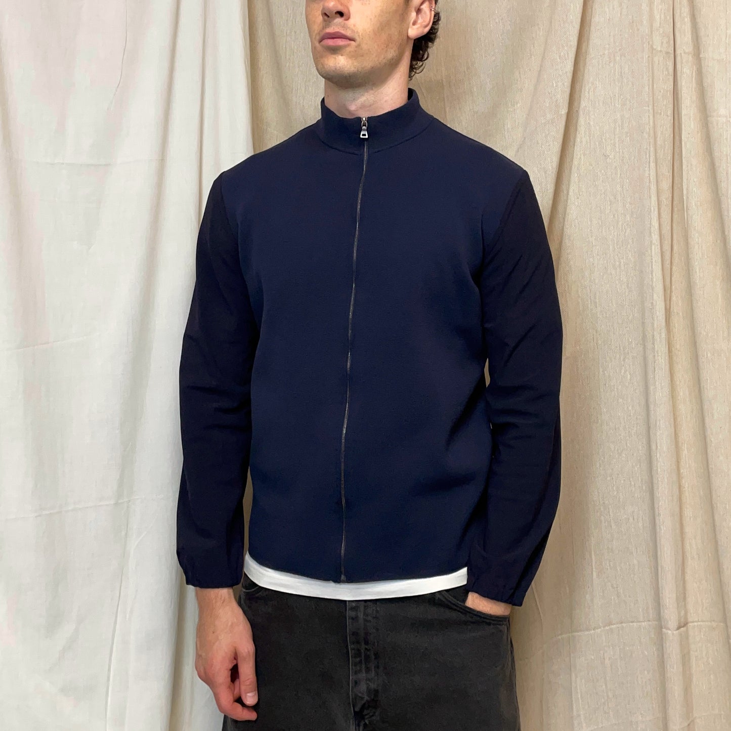 Prada Sport Navy SS00 Lightweight Zip-Through Nylon Panelled Jacket