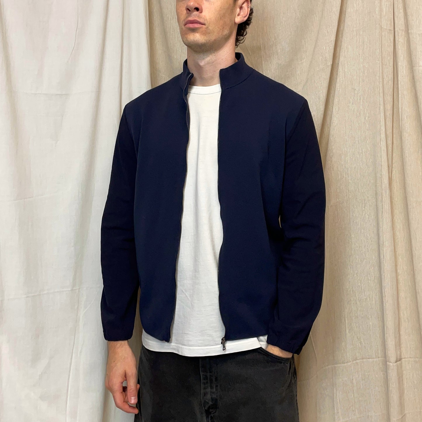 Prada Sport Navy SS00 Lightweight Zip-Through Nylon Panelled Jacket