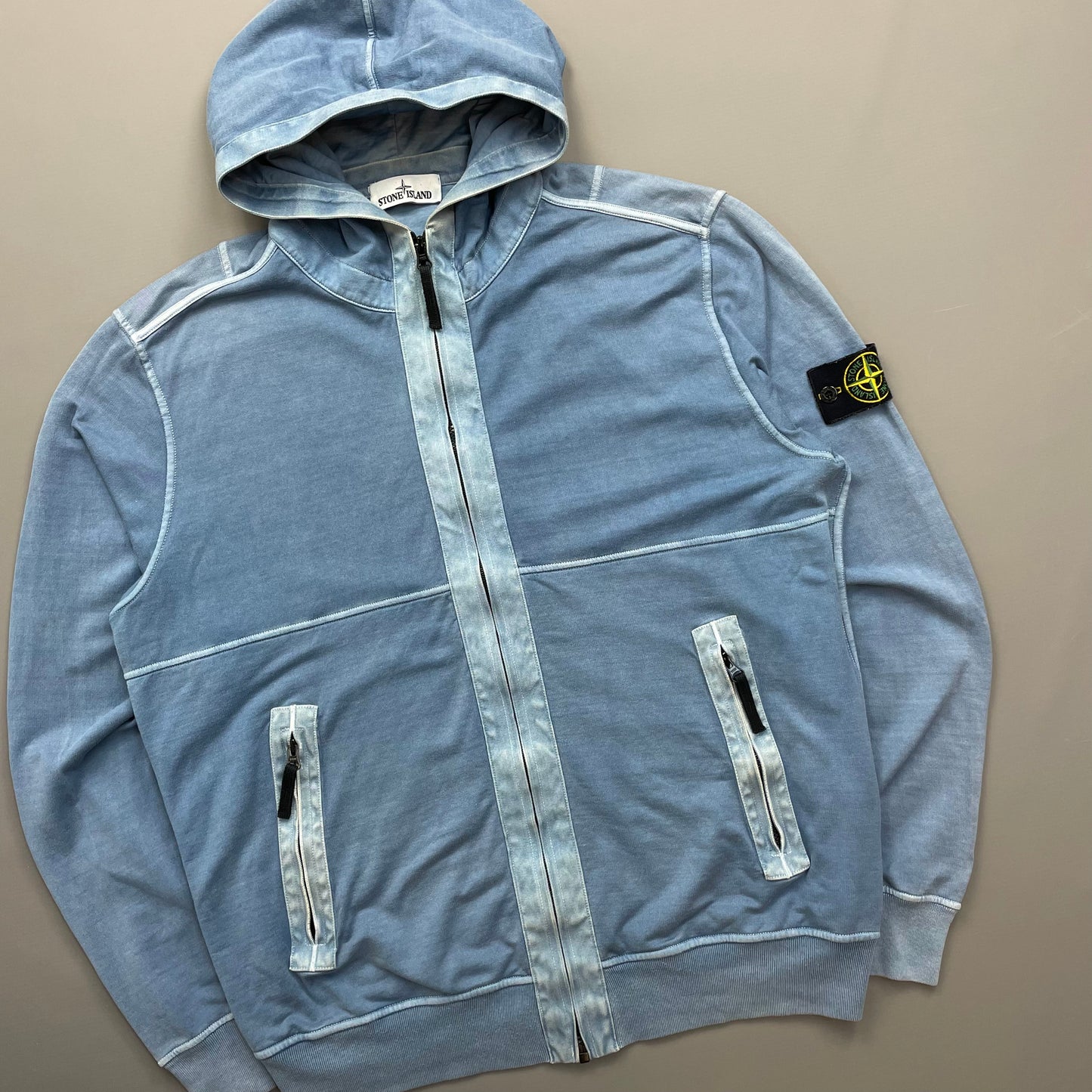 Stone Island Blue Two-Tone SS14 Lightweight Hoodie