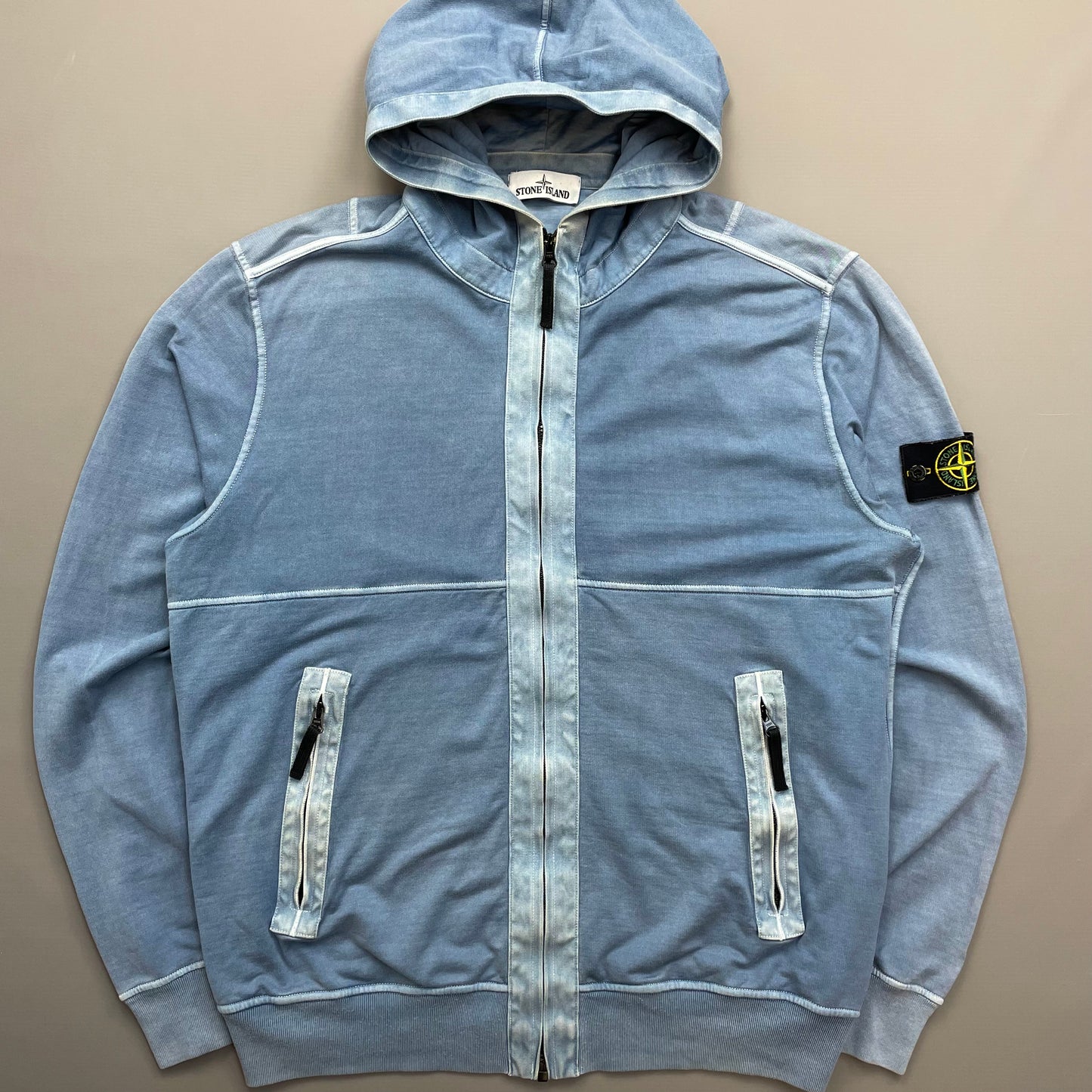 Stone Island Blue Two-Tone SS14 Lightweight Hoodie