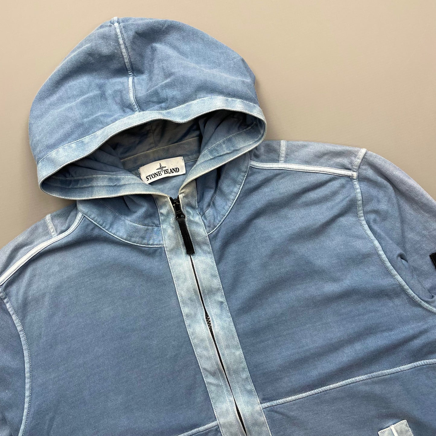 Stone Island Blue Two-Tone SS14 Lightweight Hoodie