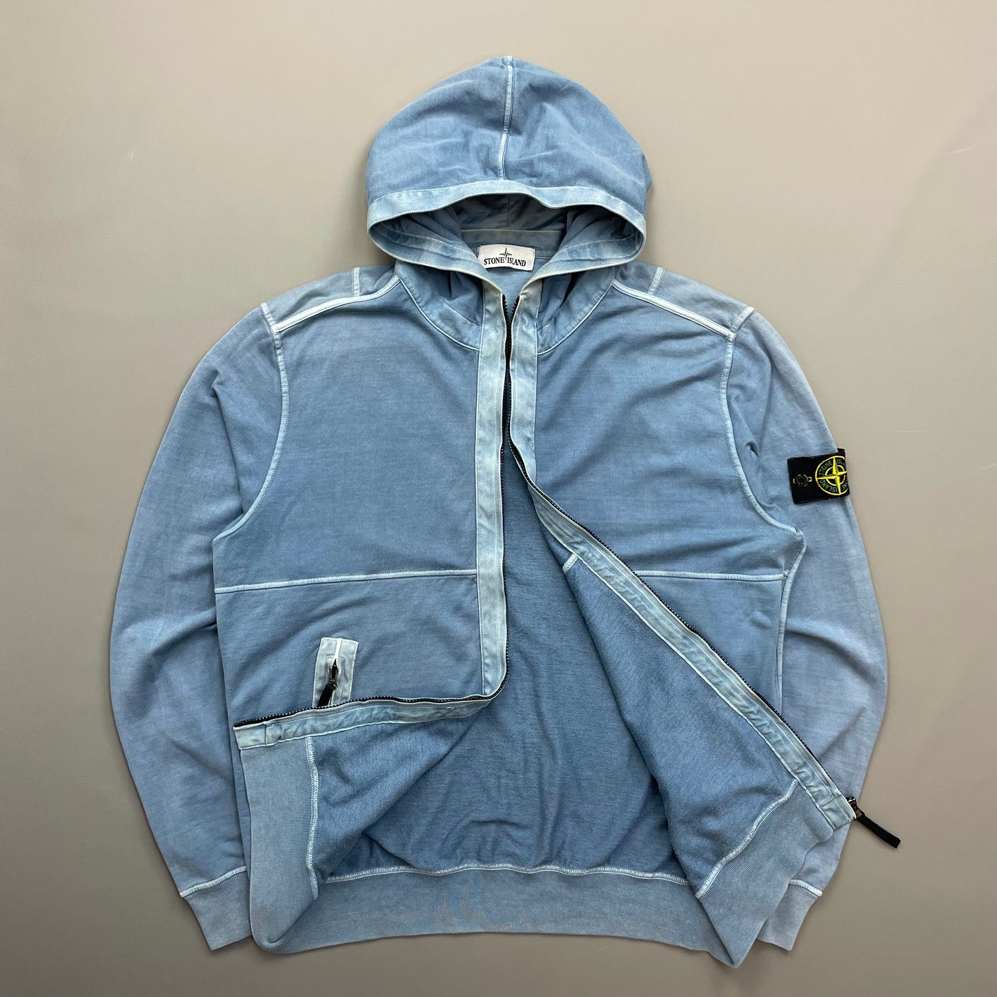 Stone Island Blue Two-Tone SS14 Lightweight Hoodie