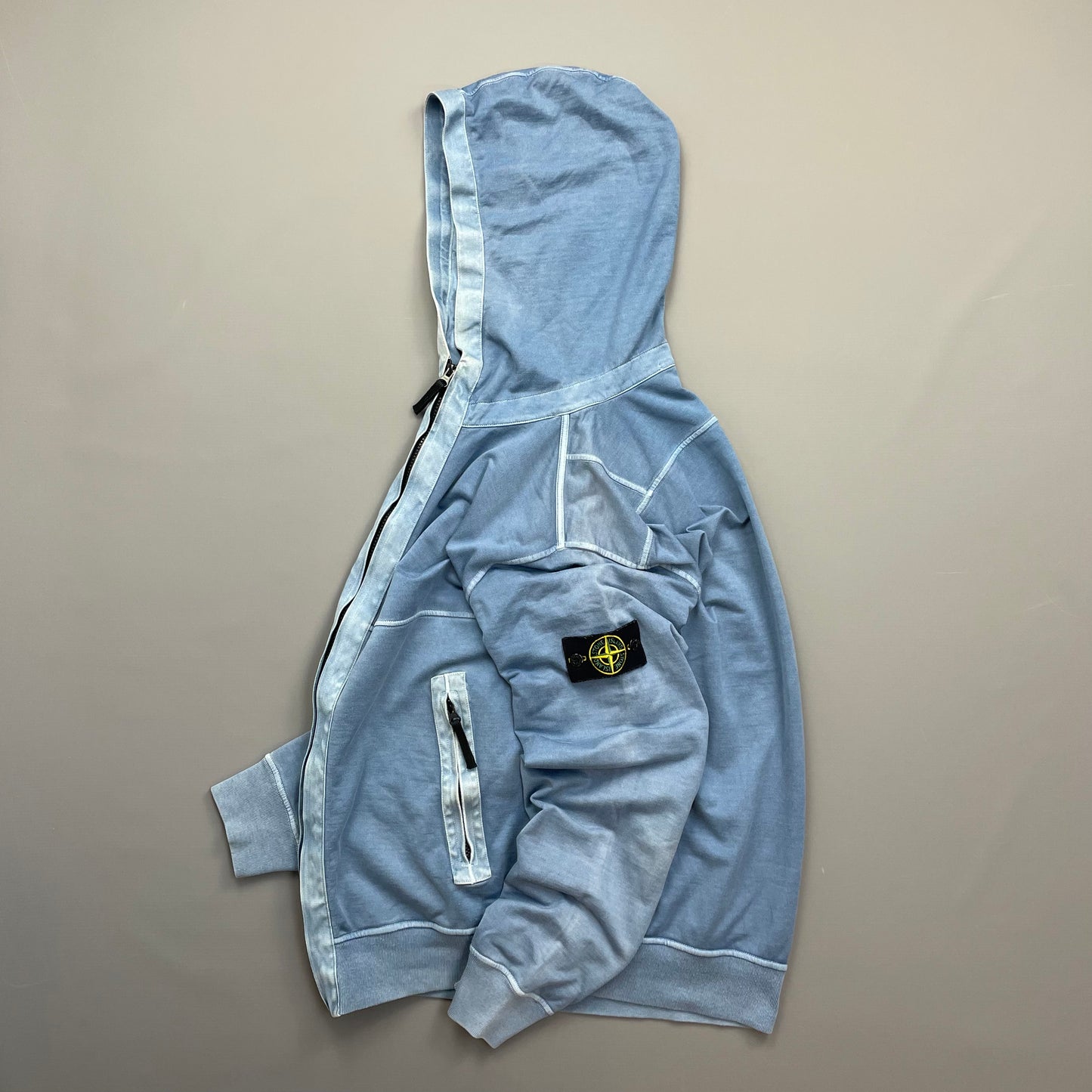 Stone Island Blue Two-Tone SS14 Lightweight Hoodie