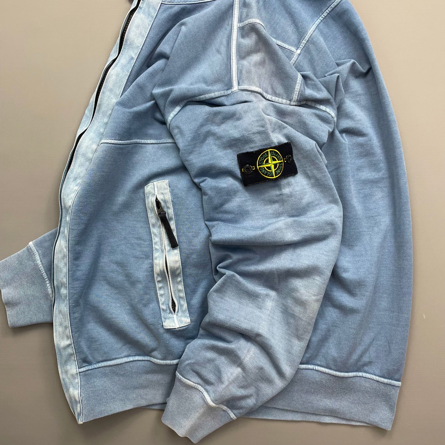 Stone Island Blue Two-Tone SS14 Lightweight Hoodie