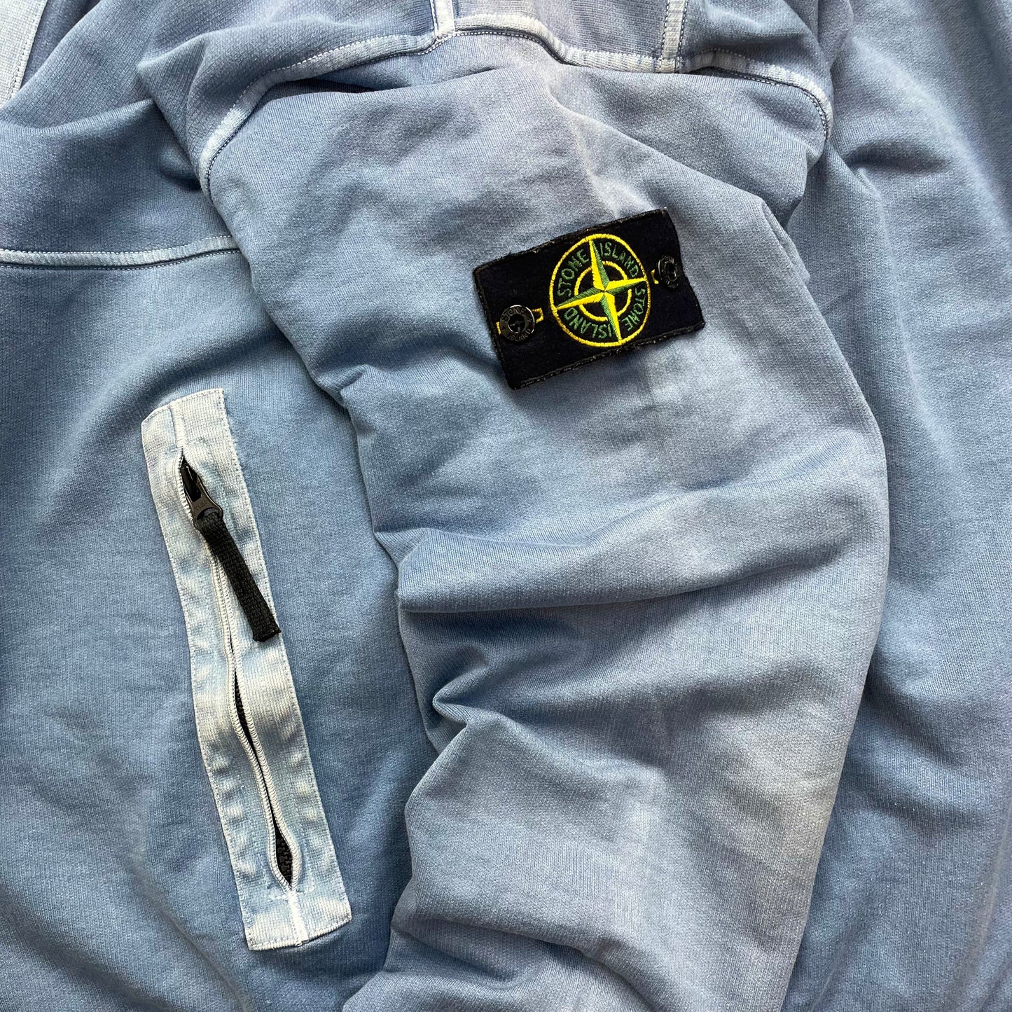 Stone Island Blue Two-Tone SS14 Lightweight Hoodie
