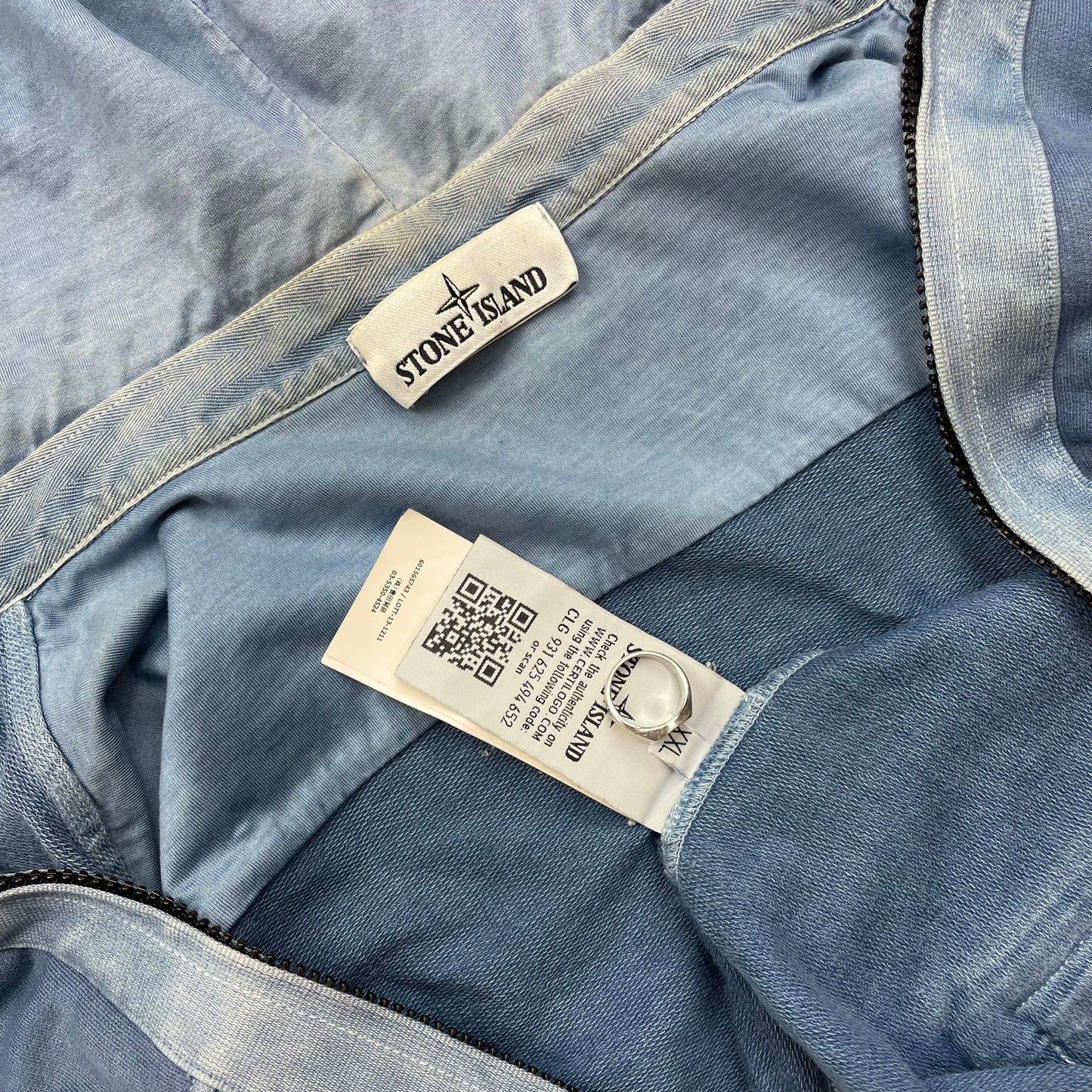 Stone Island Blue Two-Tone SS14 Lightweight Hoodie