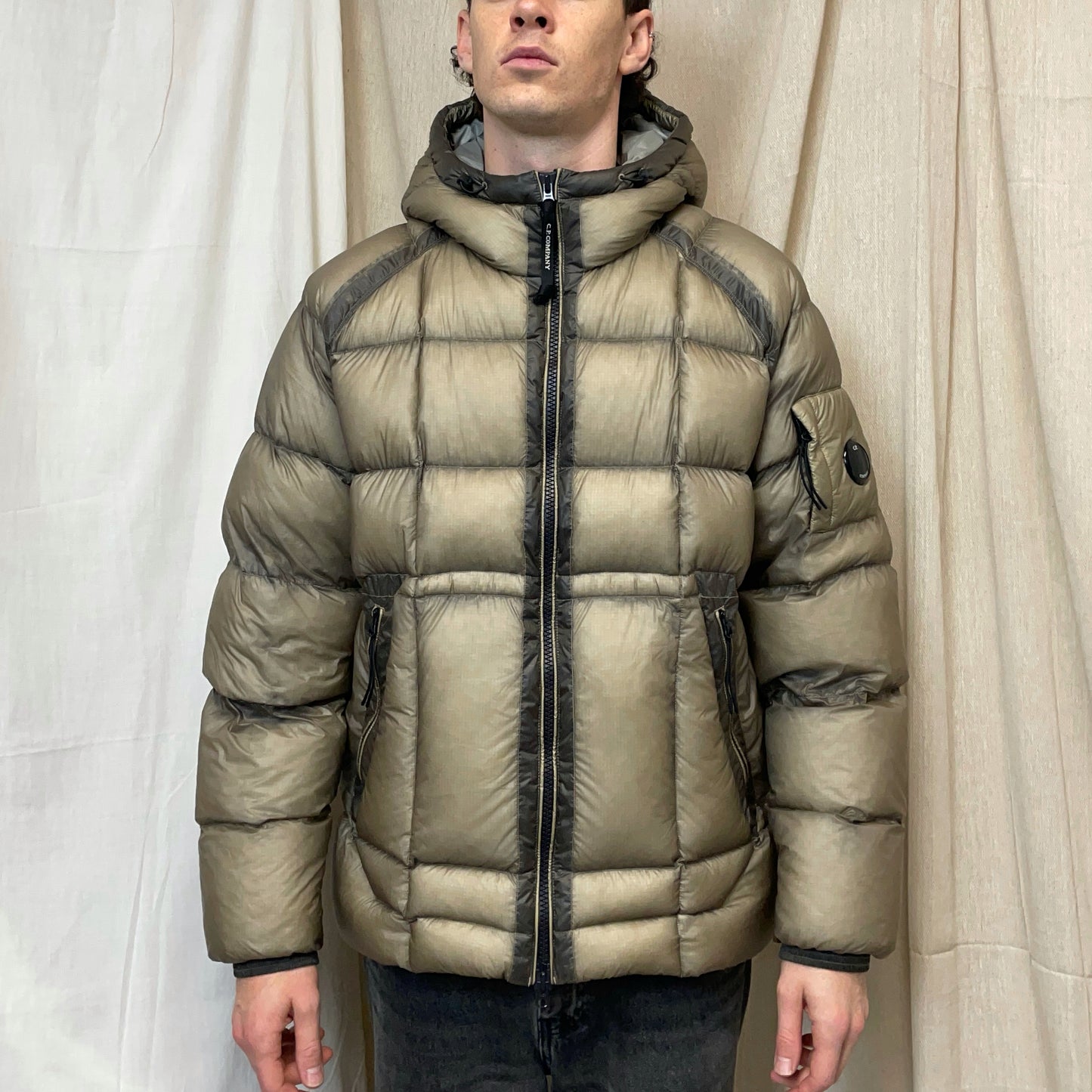 C.P. Company Grey DD Shell Down Hooded Puffer Jacket