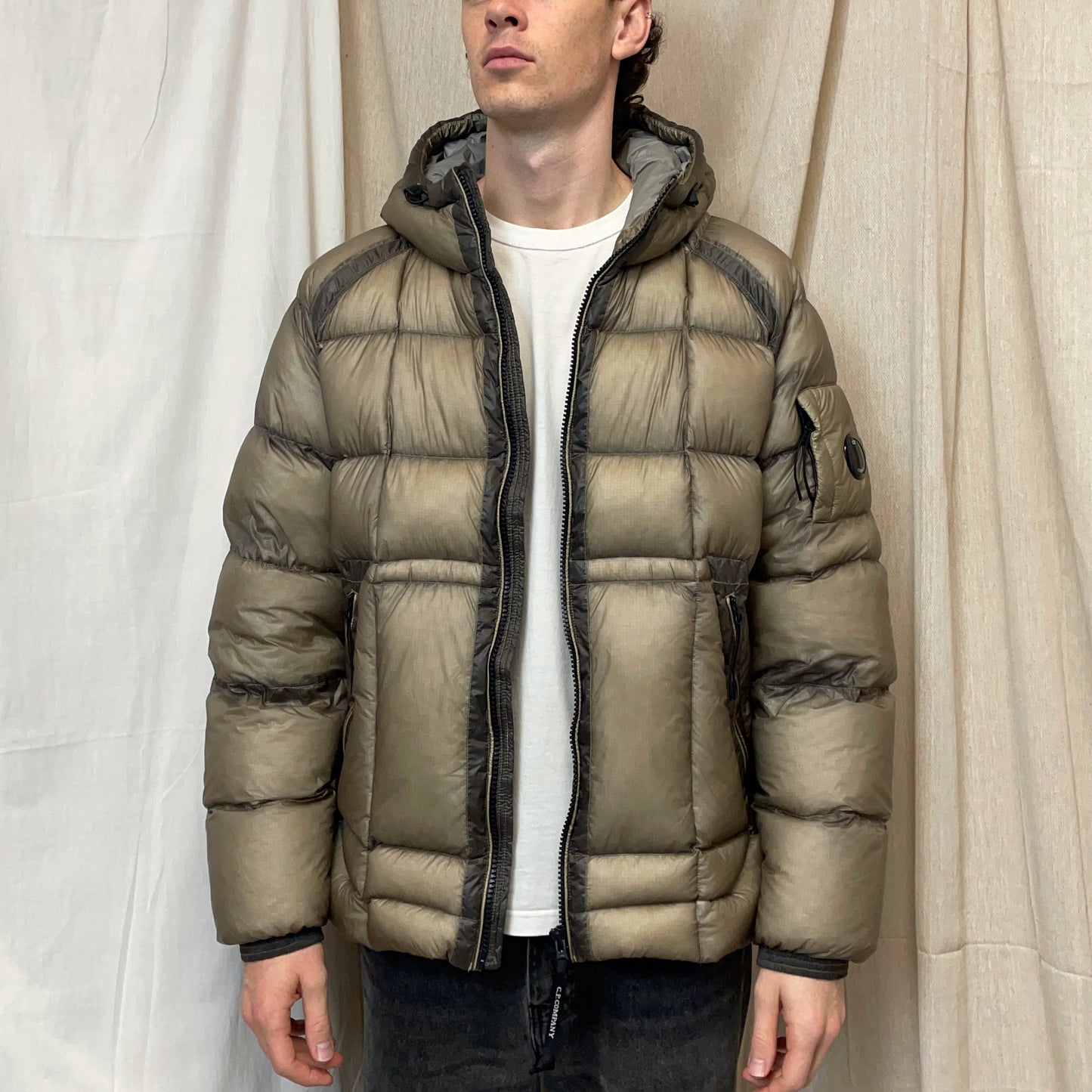 C.P. Company Grey DD Shell Down Hooded Puffer Jacket