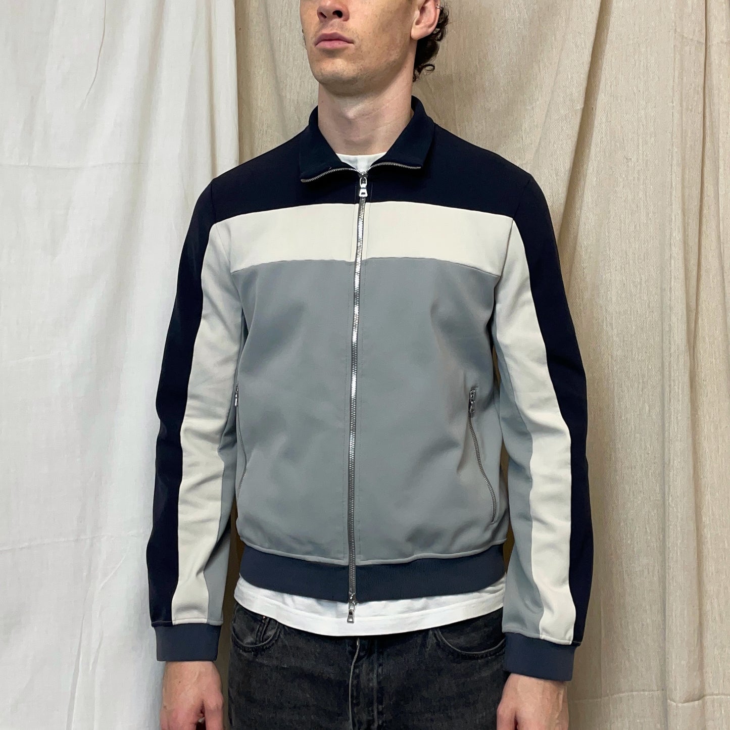 Prada Sport Blue, White & Navy 00s Lined Panelled Track Jacket