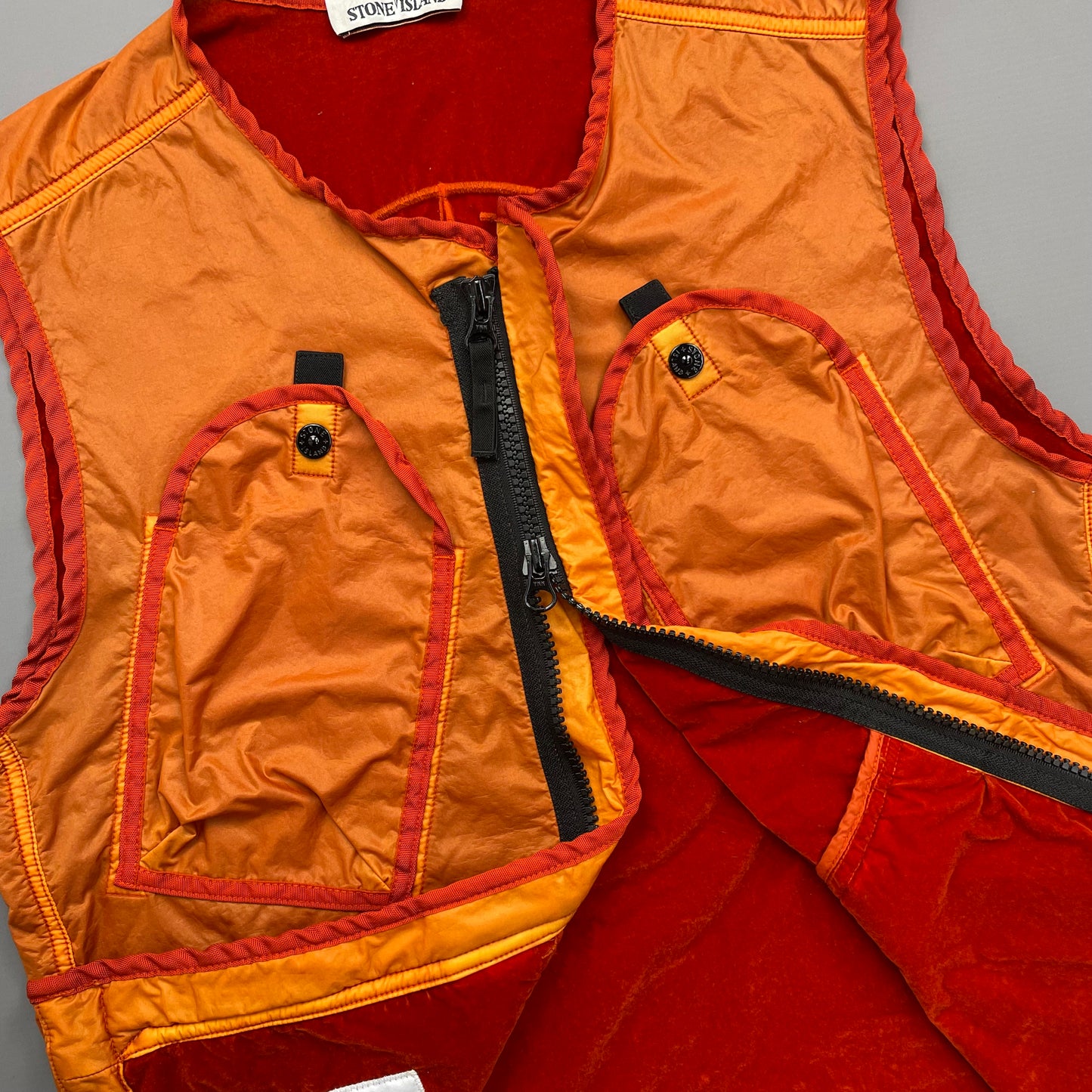 Stone Island Orange AW19 Lamy Flock Emblem Gilet Vest