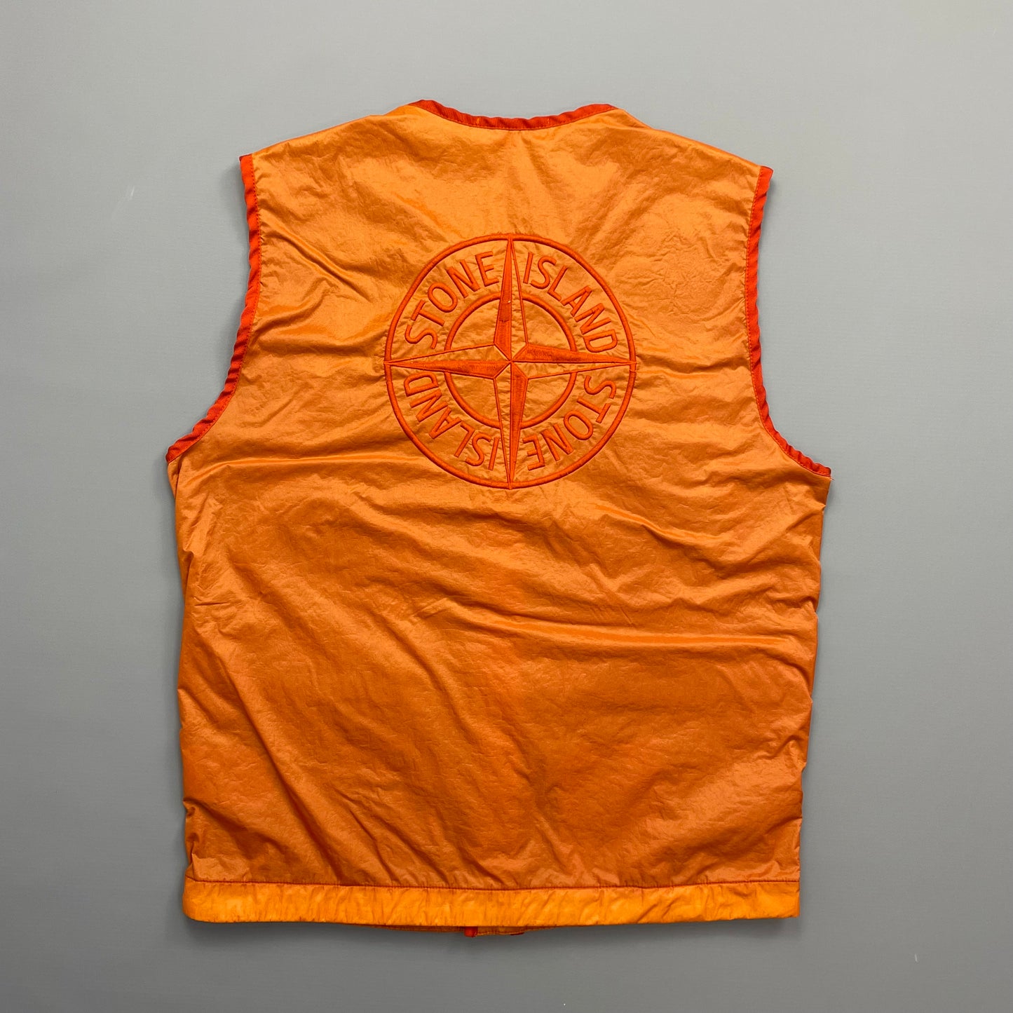Stone Island Orange AW19 Lamy Flock Emblem Gilet Vest