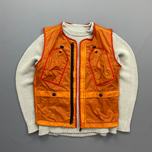 Stone Island Orange AW19 Lamy Flock Emblem Gilet Vest