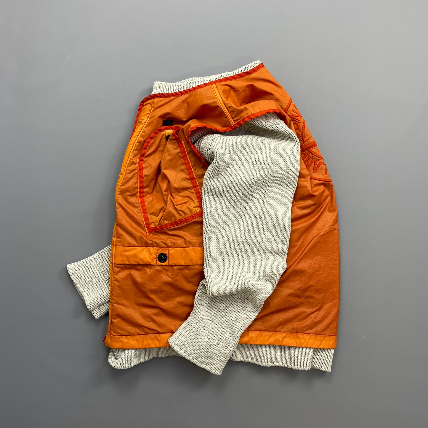 Stone Island Orange AW19 Lamy Flock Emblem Gilet Vest