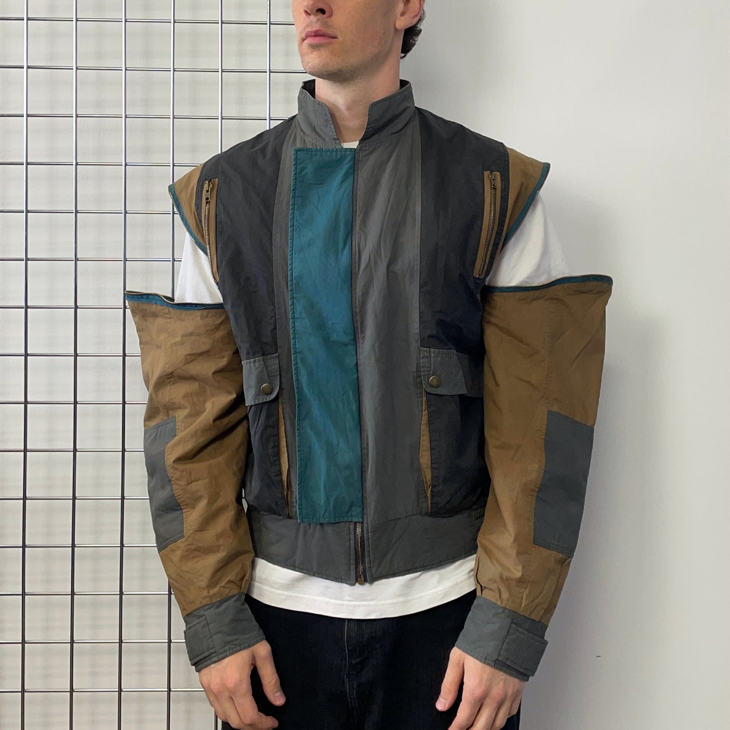 Hugo Boss Sports 90s Tri-Colour Removable Sleeve Bomber Jacket