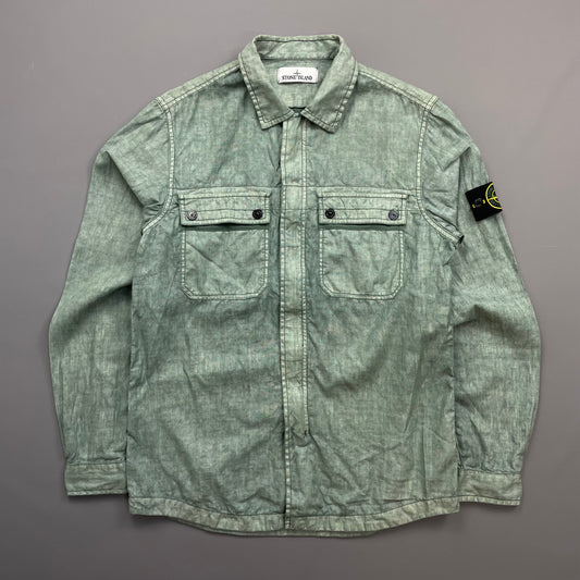 Stone Island Green SS14 Lino Flax Overshirt Jacket