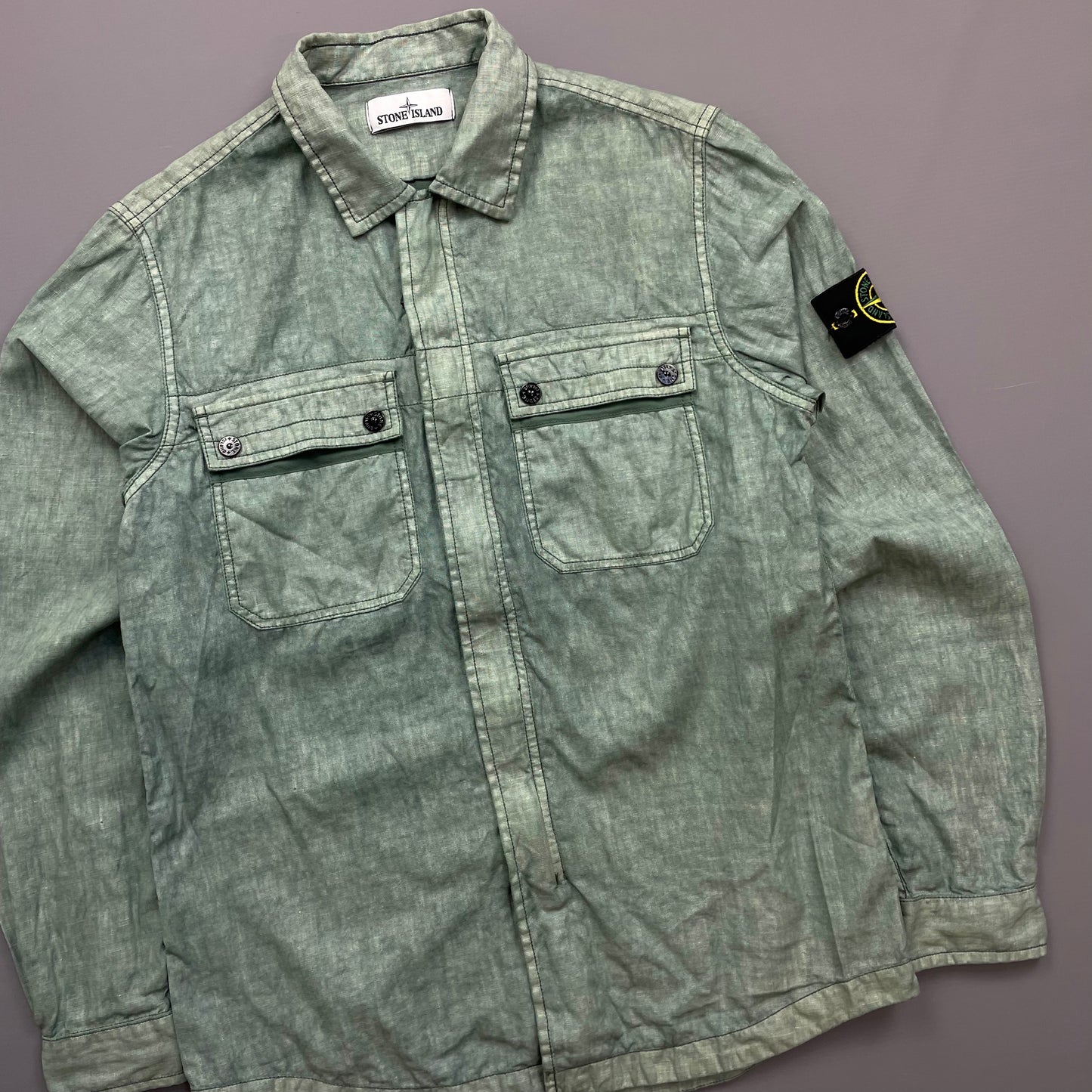 Stone Island Green SS14 Lino Flax Overshirt Jacket
