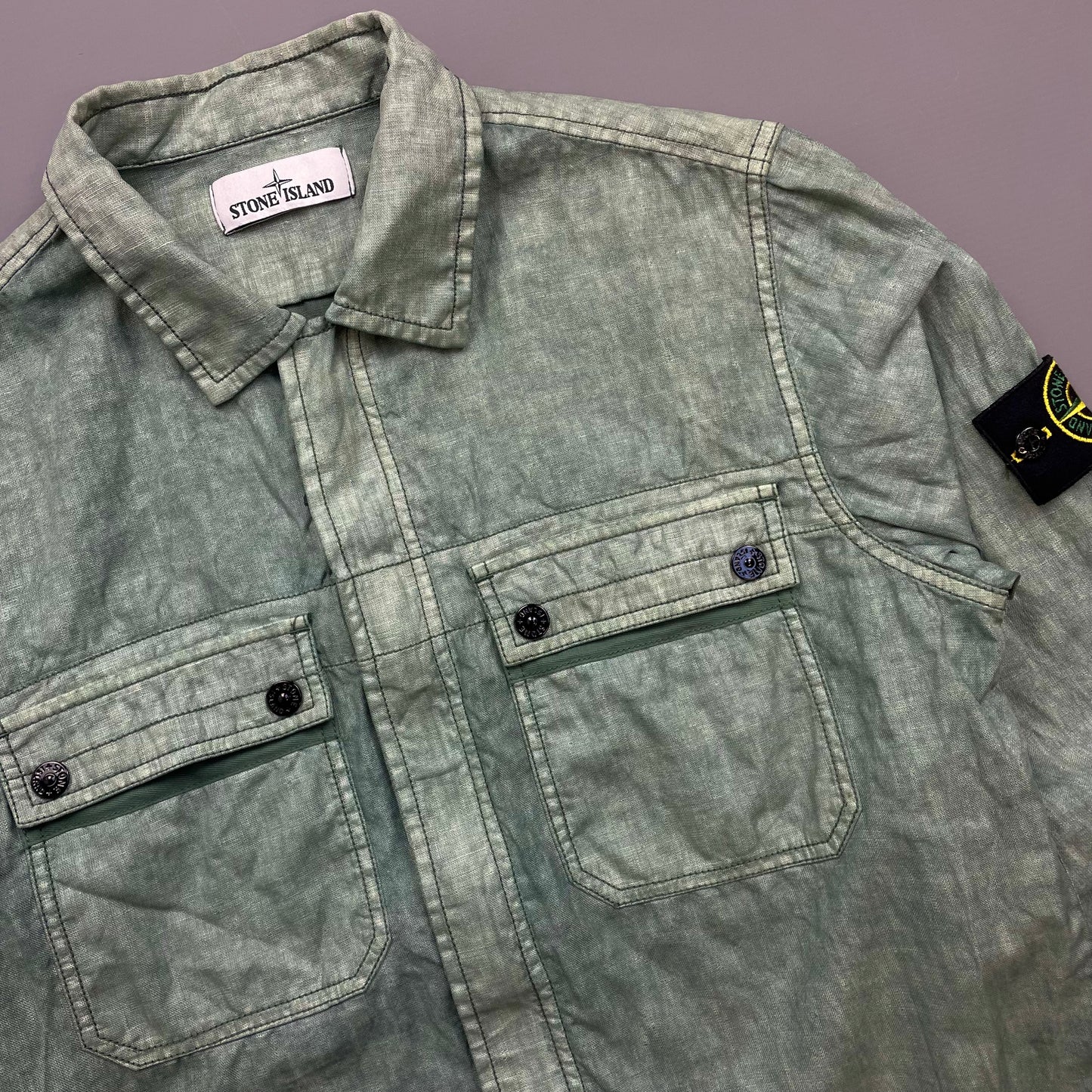Stone Island Green SS14 Lino Flax Overshirt Jacket