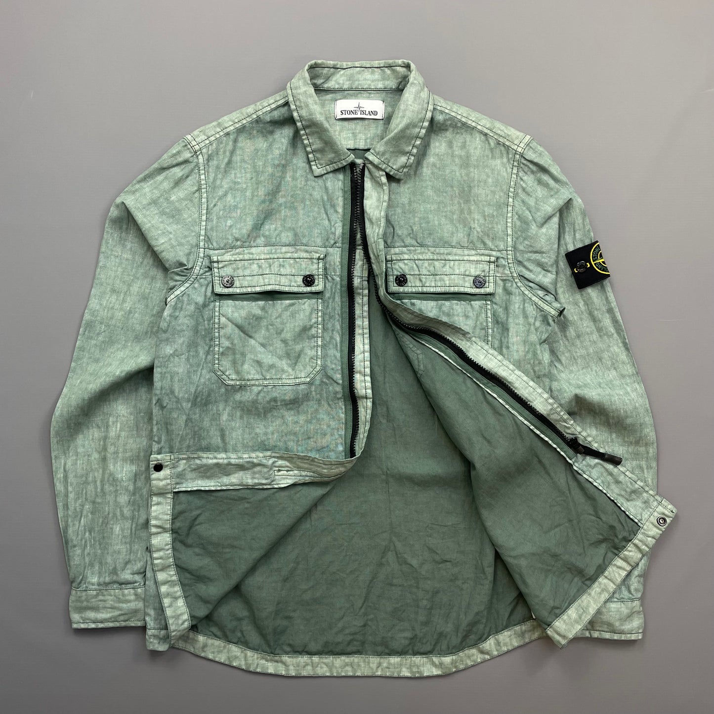 Stone Island Green SS14 Lino Flax Overshirt Jacket
