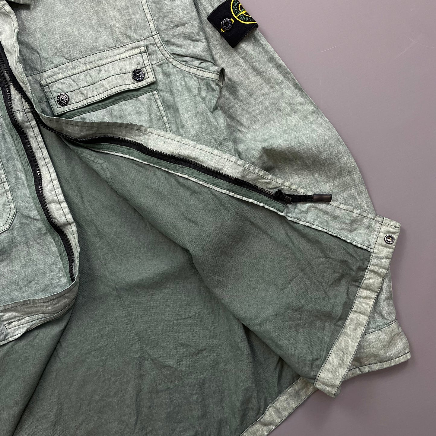 Stone Island Green SS14 Lino Flax Overshirt Jacket
