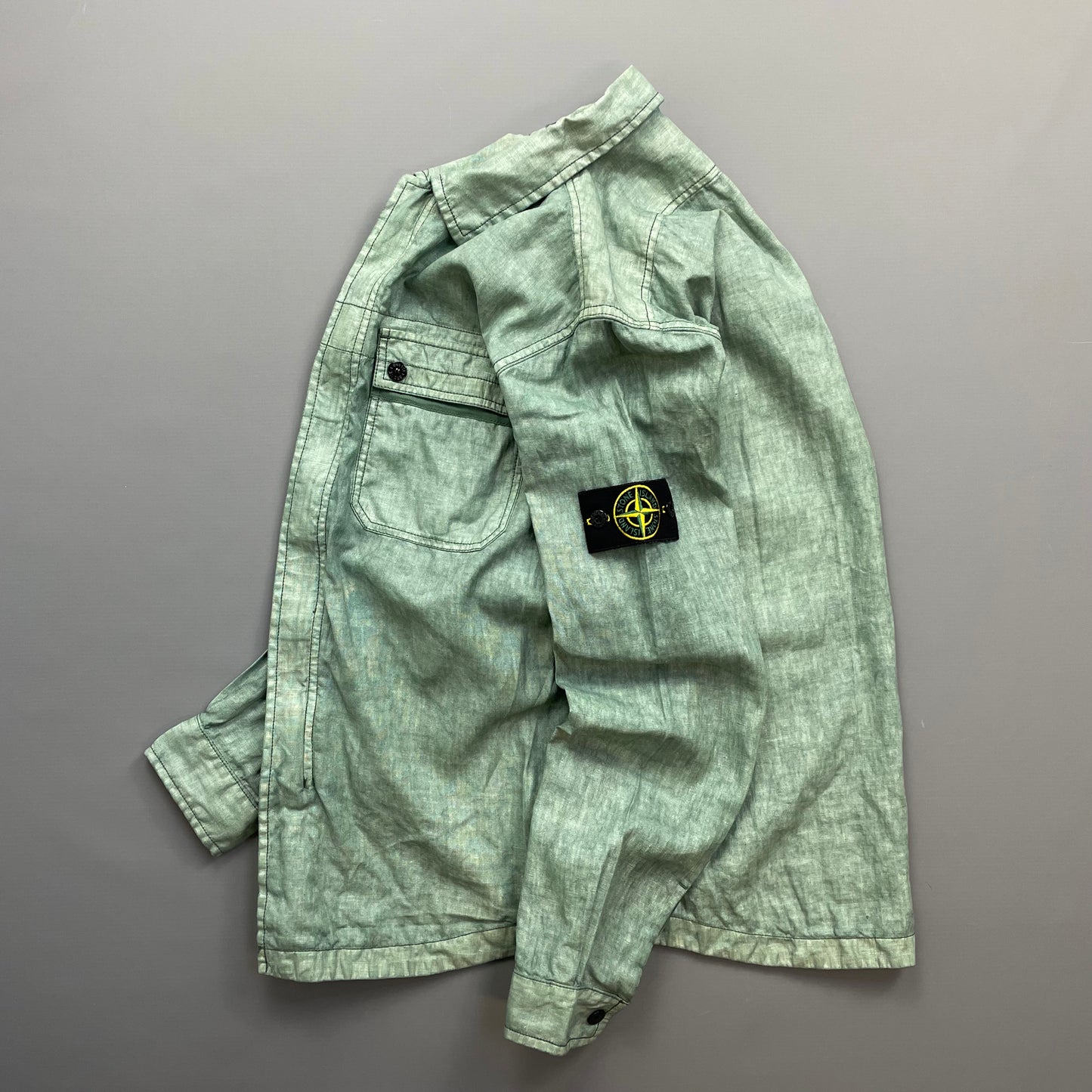 Stone Island Green SS14 Lino Flax Overshirt Jacket