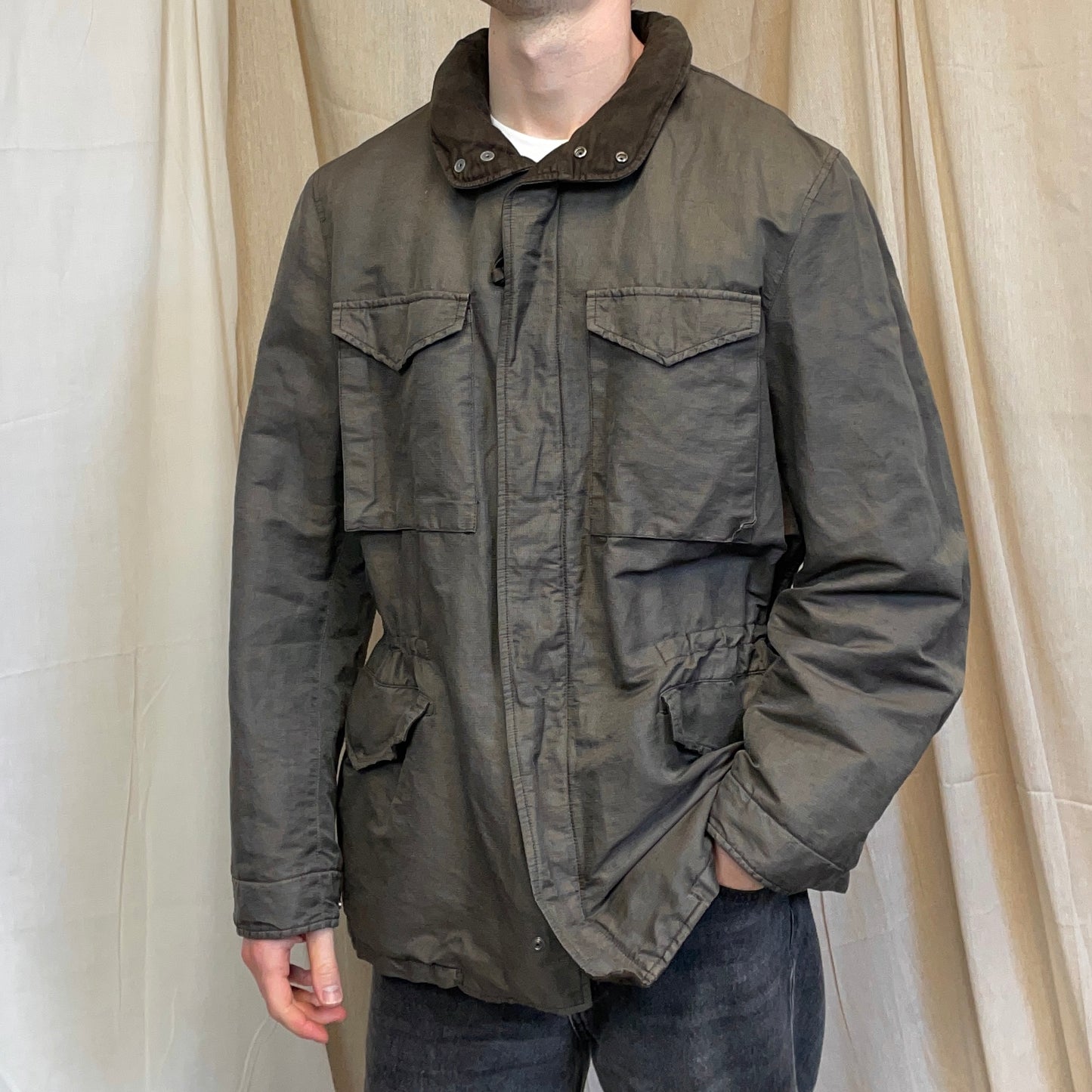 C.P. Company Brown AW04 Padded Wool-Lined Lino Flax Field Jacket