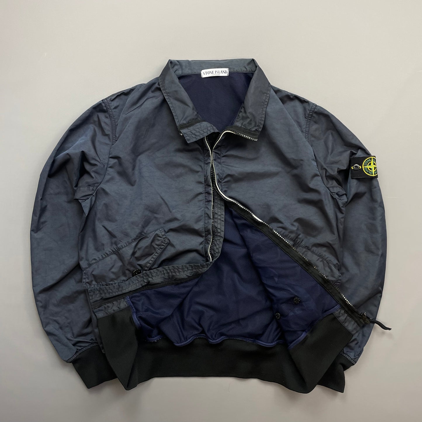 Stone Island Navy SS11 Lightweight Nylon Sheen Bomber Jacket