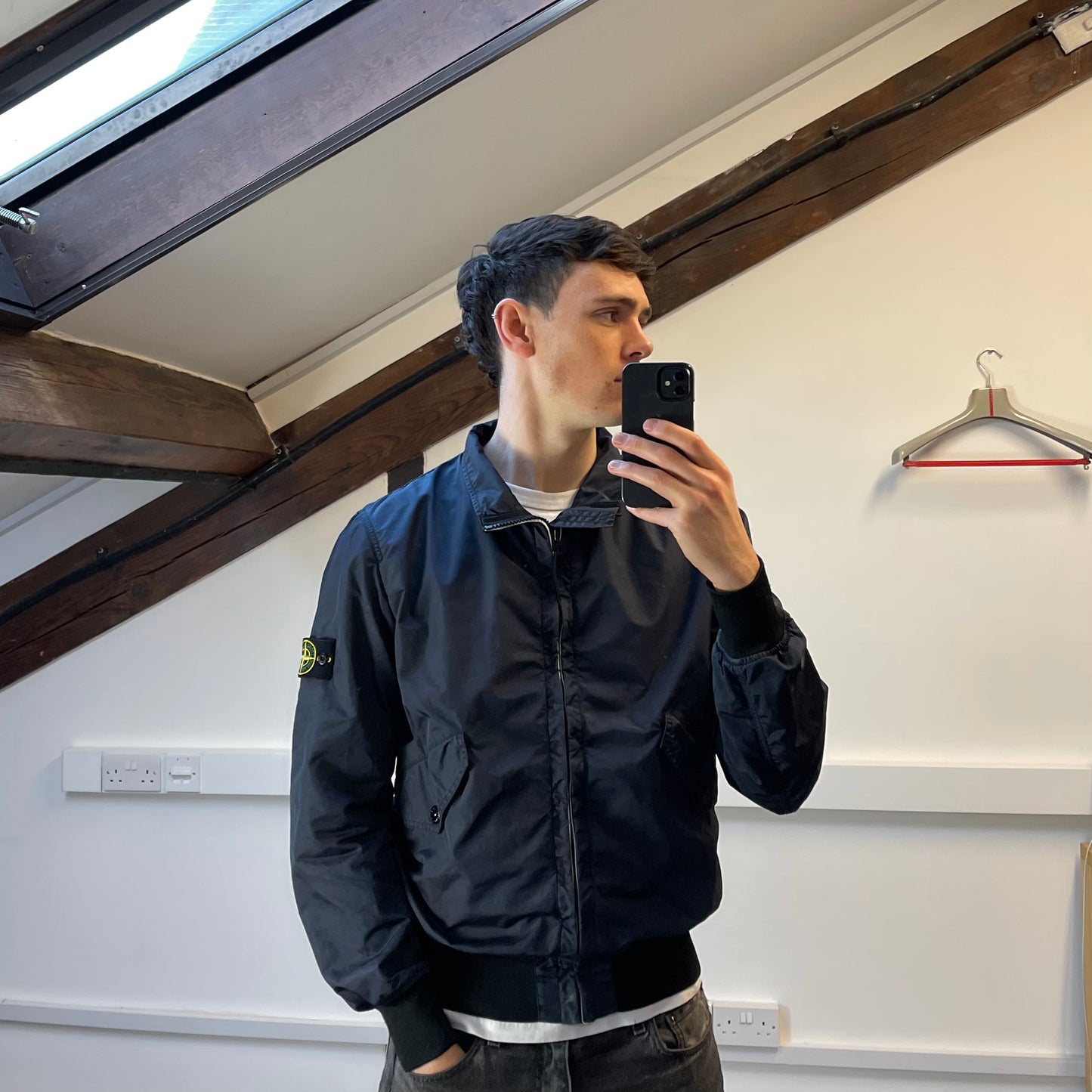 Stone Island Navy SS11 Lightweight Nylon Sheen Bomber Jacket