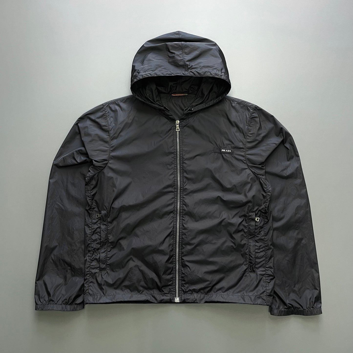 Prada Sport Black 2007 Lightweight Nylon Hooded Windbreaker