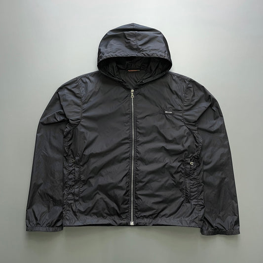 Prada Sport Black 2007 Lightweight Nylon Hooded Windbreaker