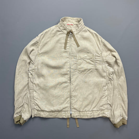 Prada Beige Linen Zip-Through Lightweight Jacket