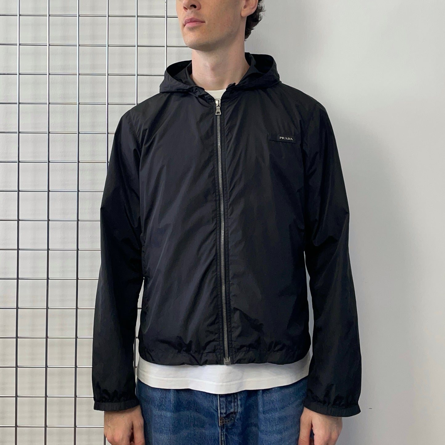 Prada Sport Black 2007 Lightweight Nylon Hooded Windbreaker
