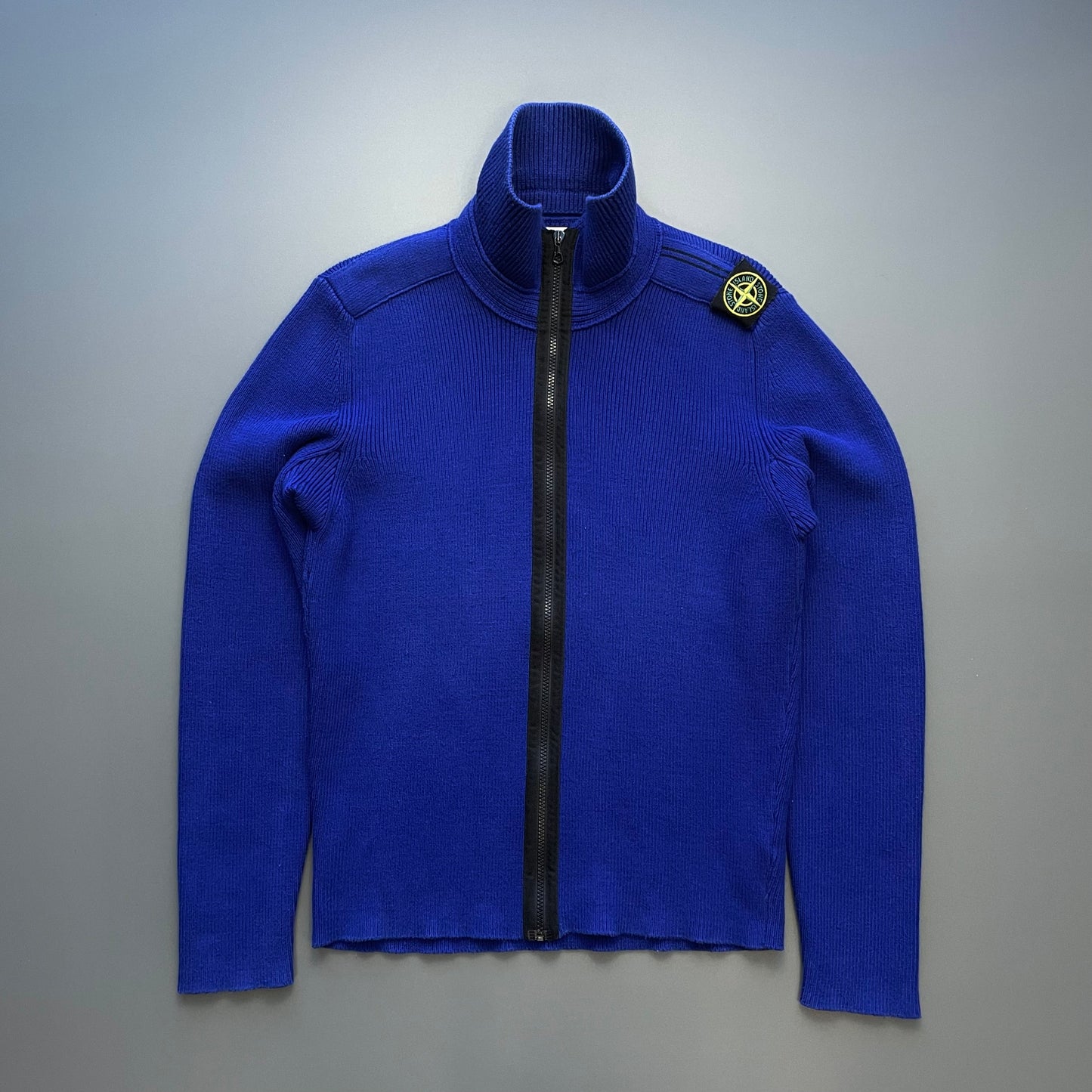 Stone Island Blue AW08 Zip-Through Knit Cardigan Jacket