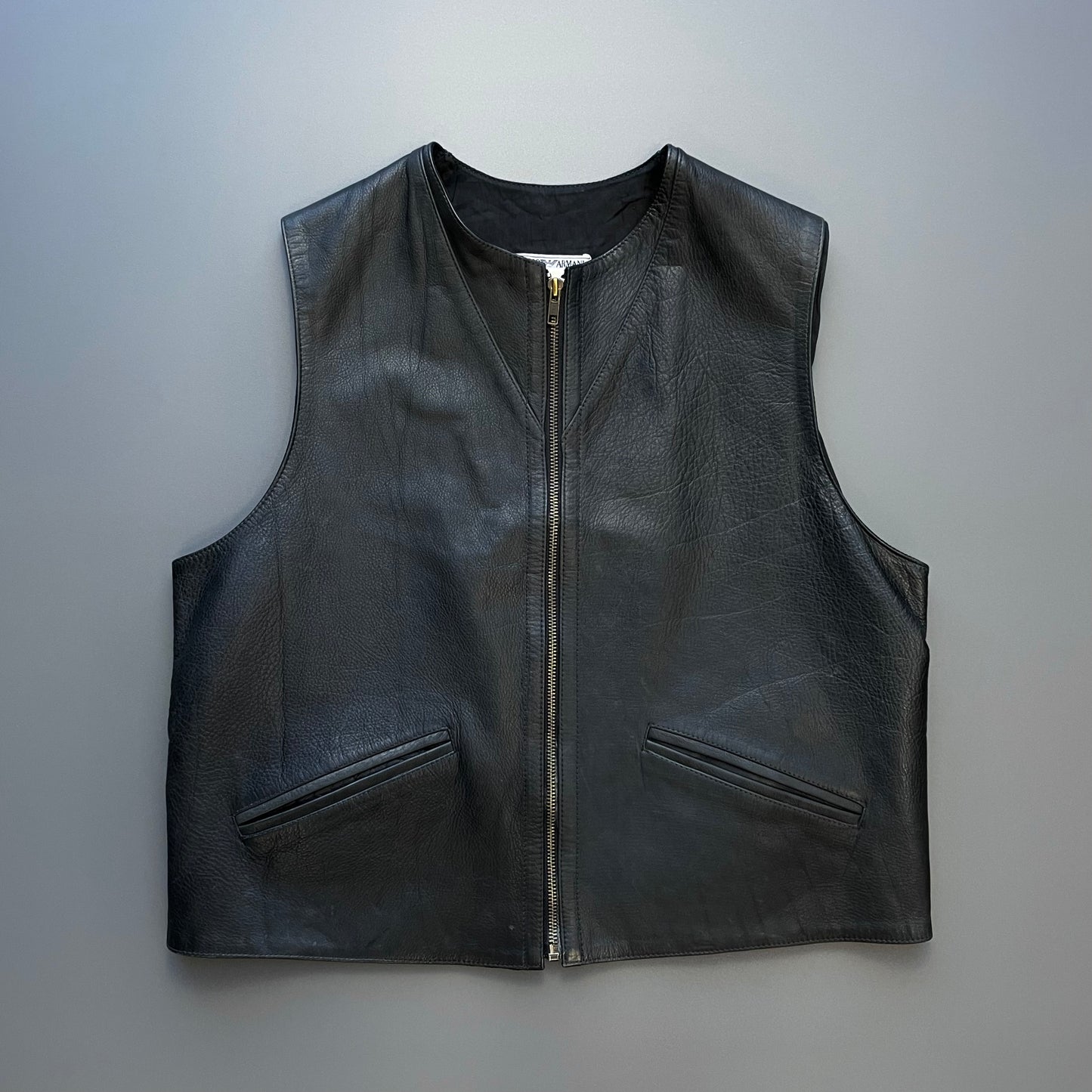 Emporio Armani Black 90s Leather Vest