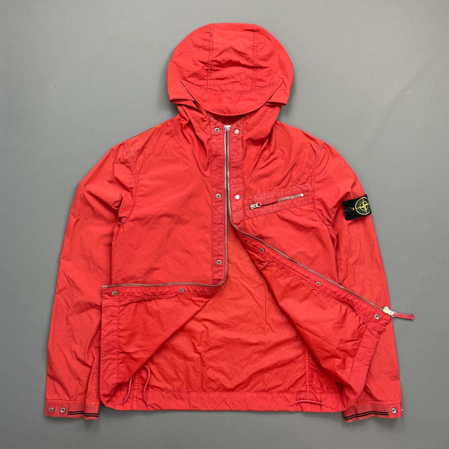 Stone Island Red Spalmatura Nylon Hooded Jacket SS09