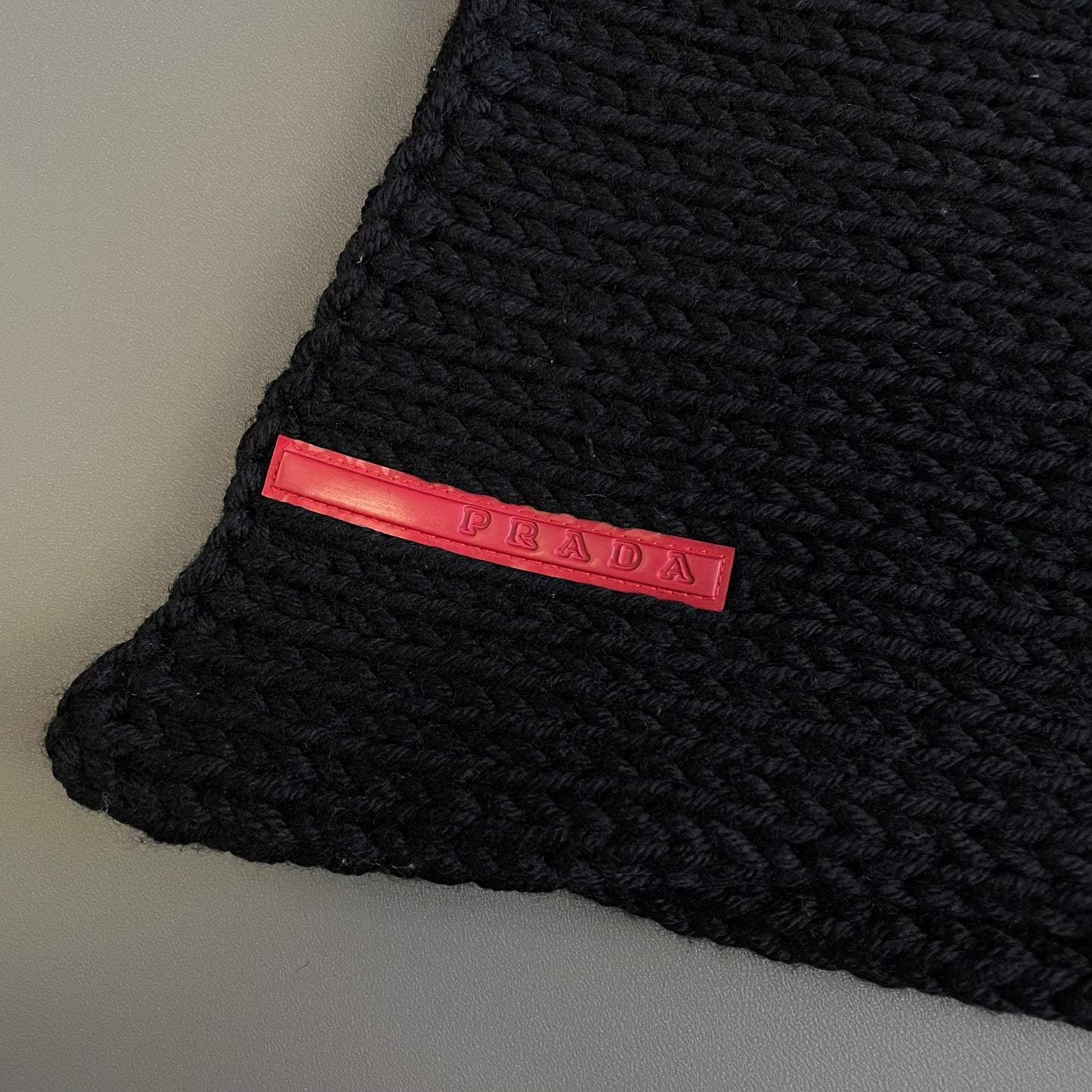 Prada Sport Black 00s Chunky Wool Knit Scarf