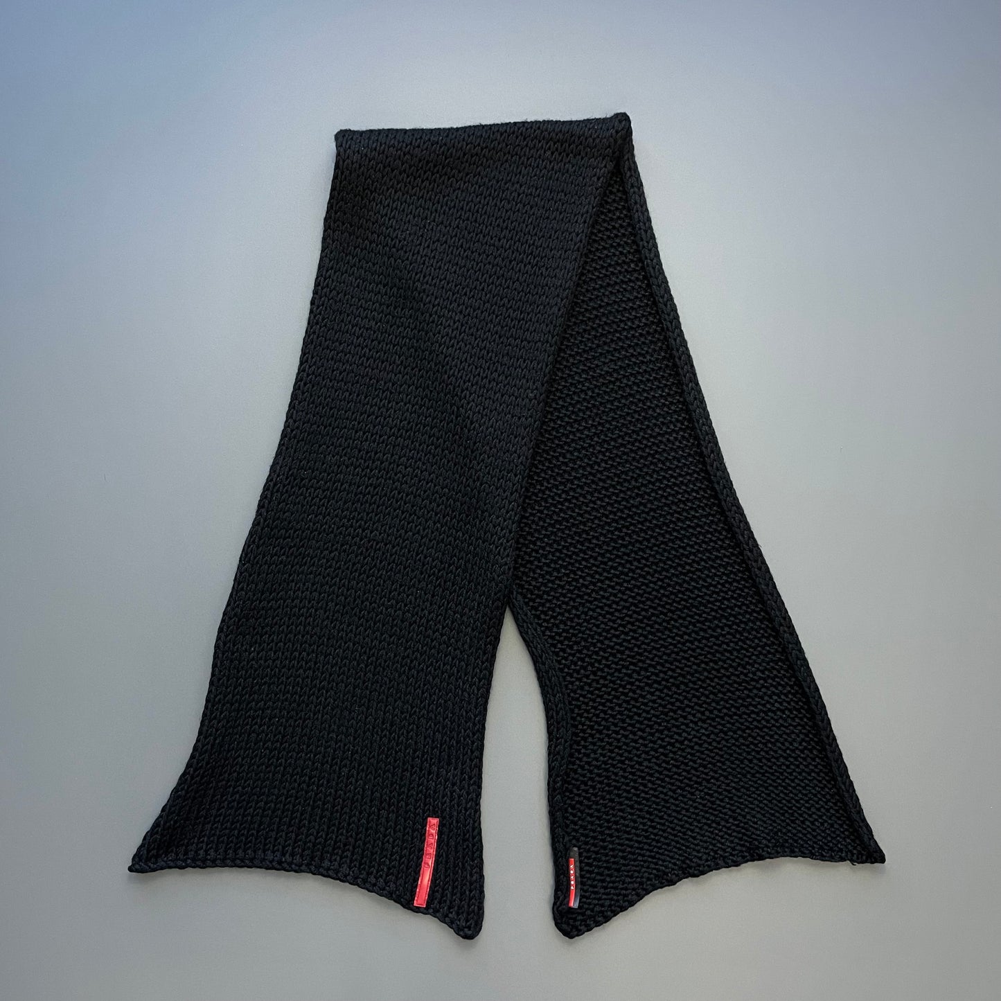 Prada Sport Black 00s Chunky Wool Knit Scarf