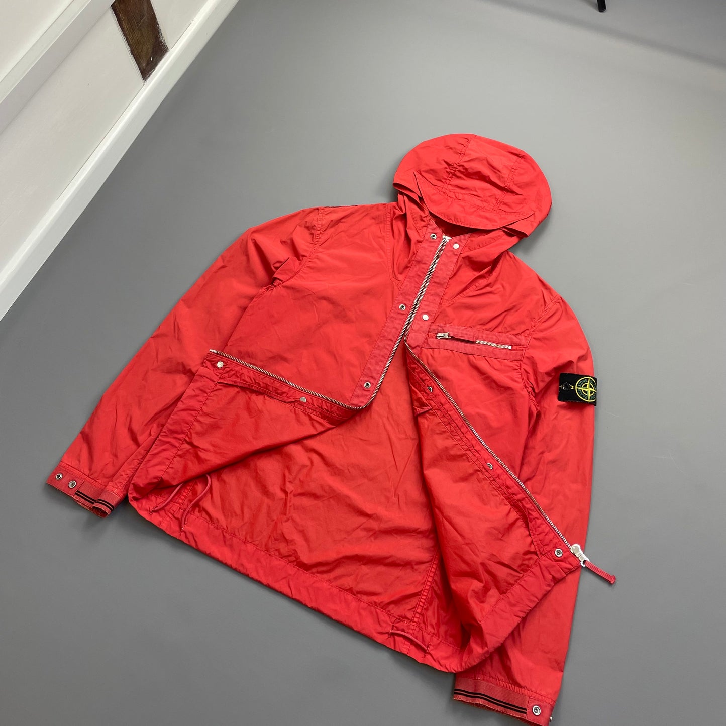 Stone Island Red Spalmatura Nylon Hooded Jacket SS09