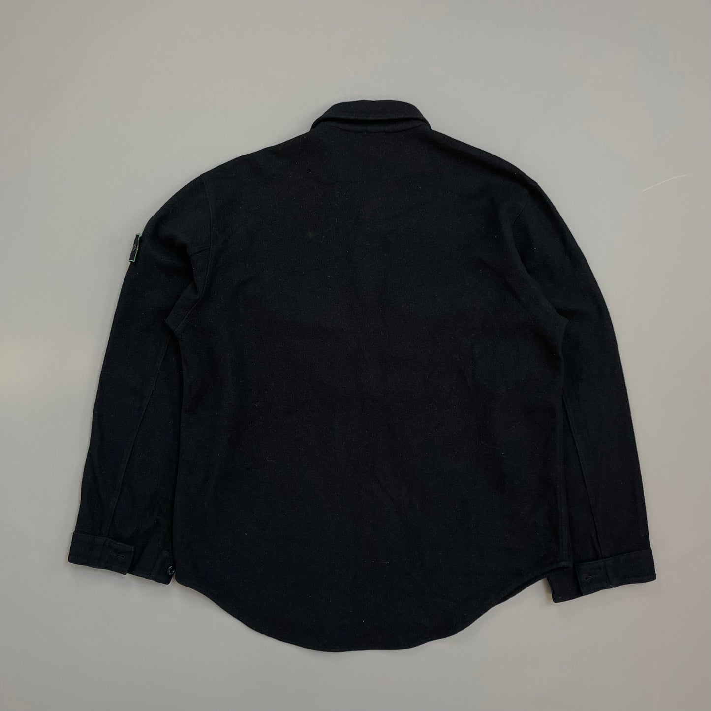 Stone Island Black AW98 Wool Half-Zip Green Edge Badge Smock Overshirt