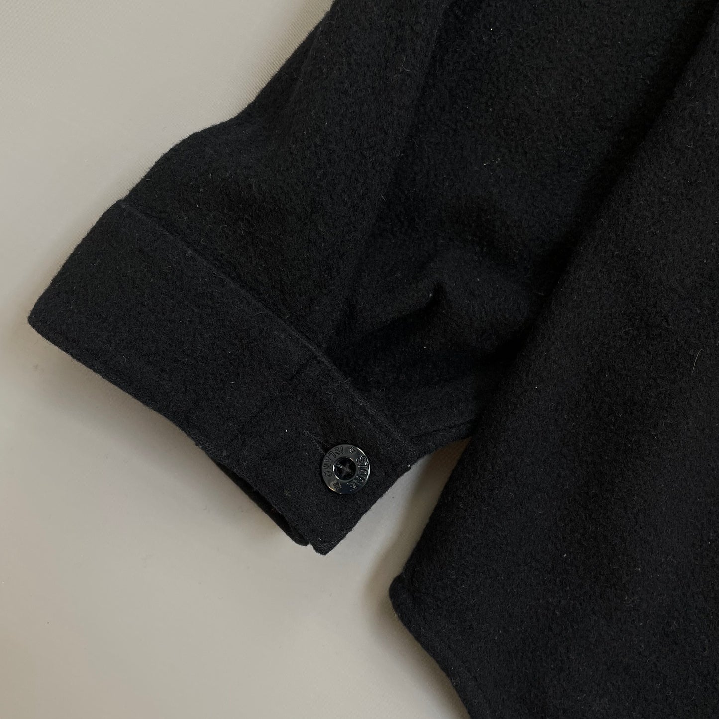Stone Island Black AW98 Wool Half-Zip Green Edge Badge Smock Overshirt