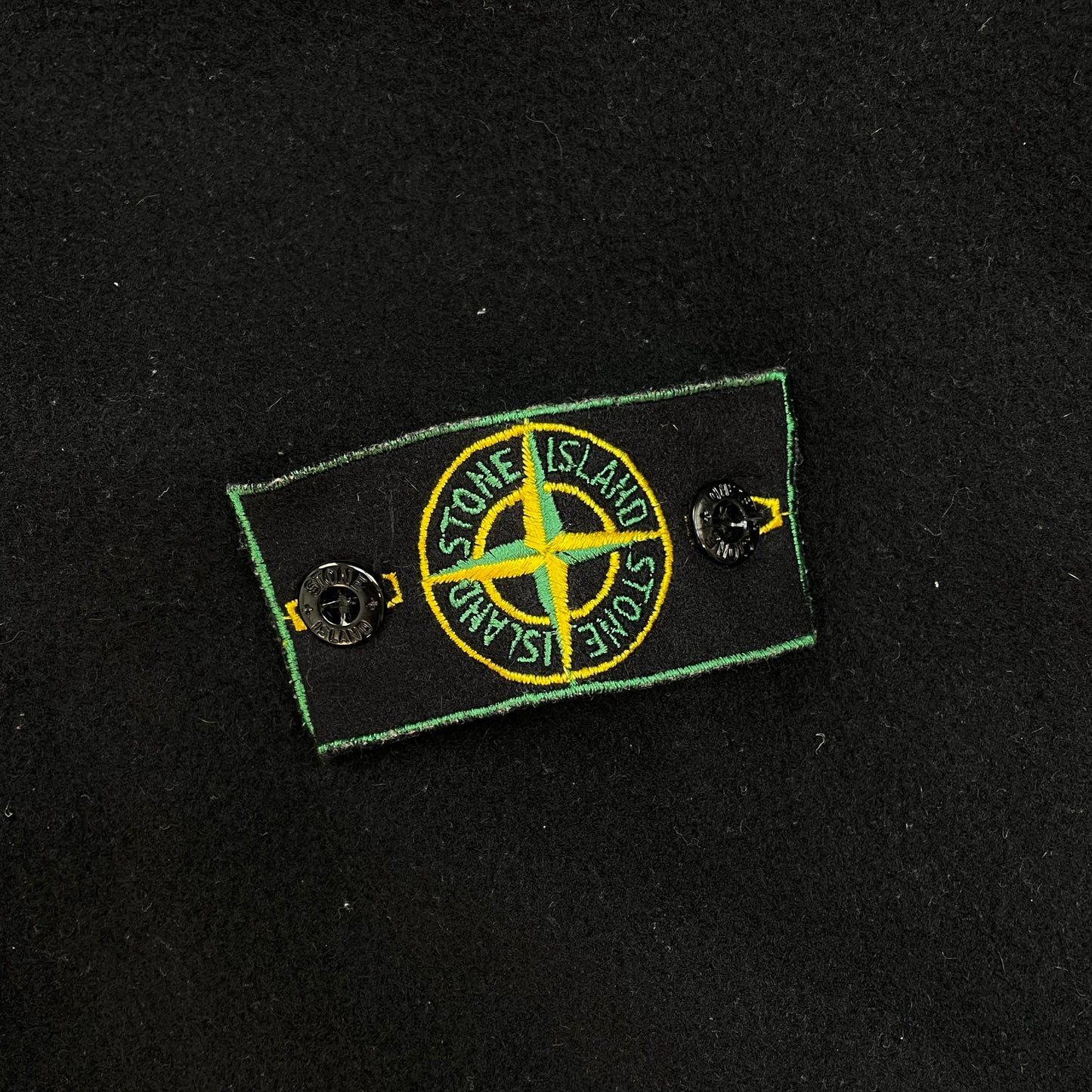 Stone Island Black AW98 Wool Half-Zip Green Edge Badge Smock Overshirt