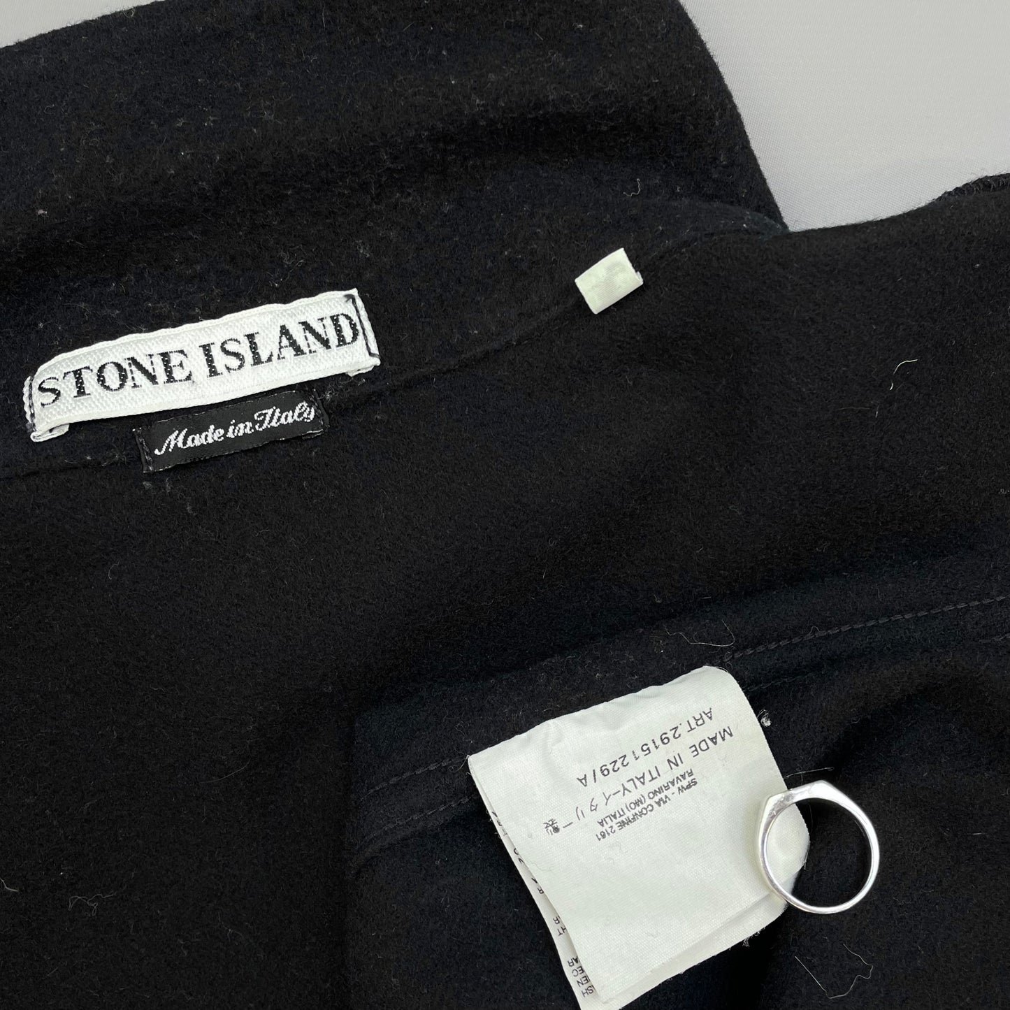 Stone Island Black AW98 Wool Half-Zip Green Edge Badge Smock Overshirt