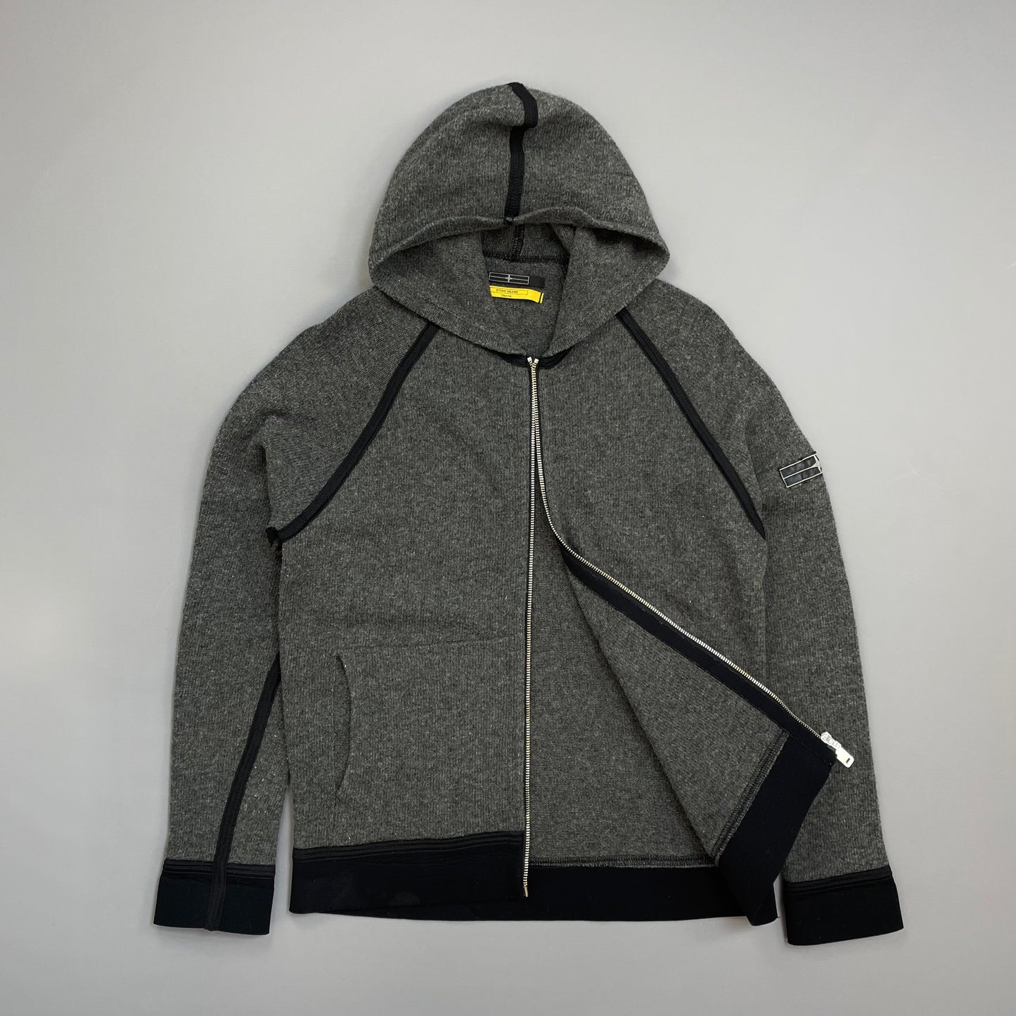 Stone Island Denims AW09 Grey Zip-Through Wool Knit Hoodie