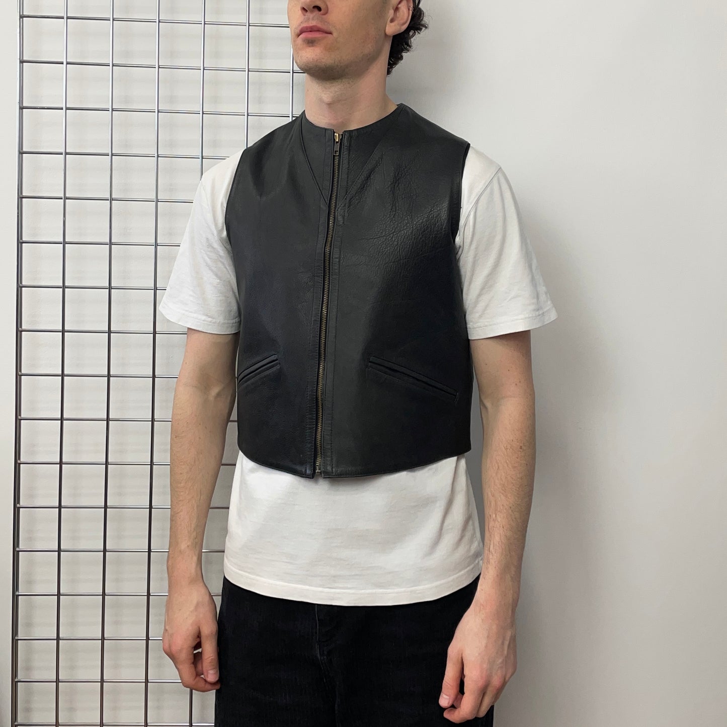 Emporio Armani Black 90s Leather Vest