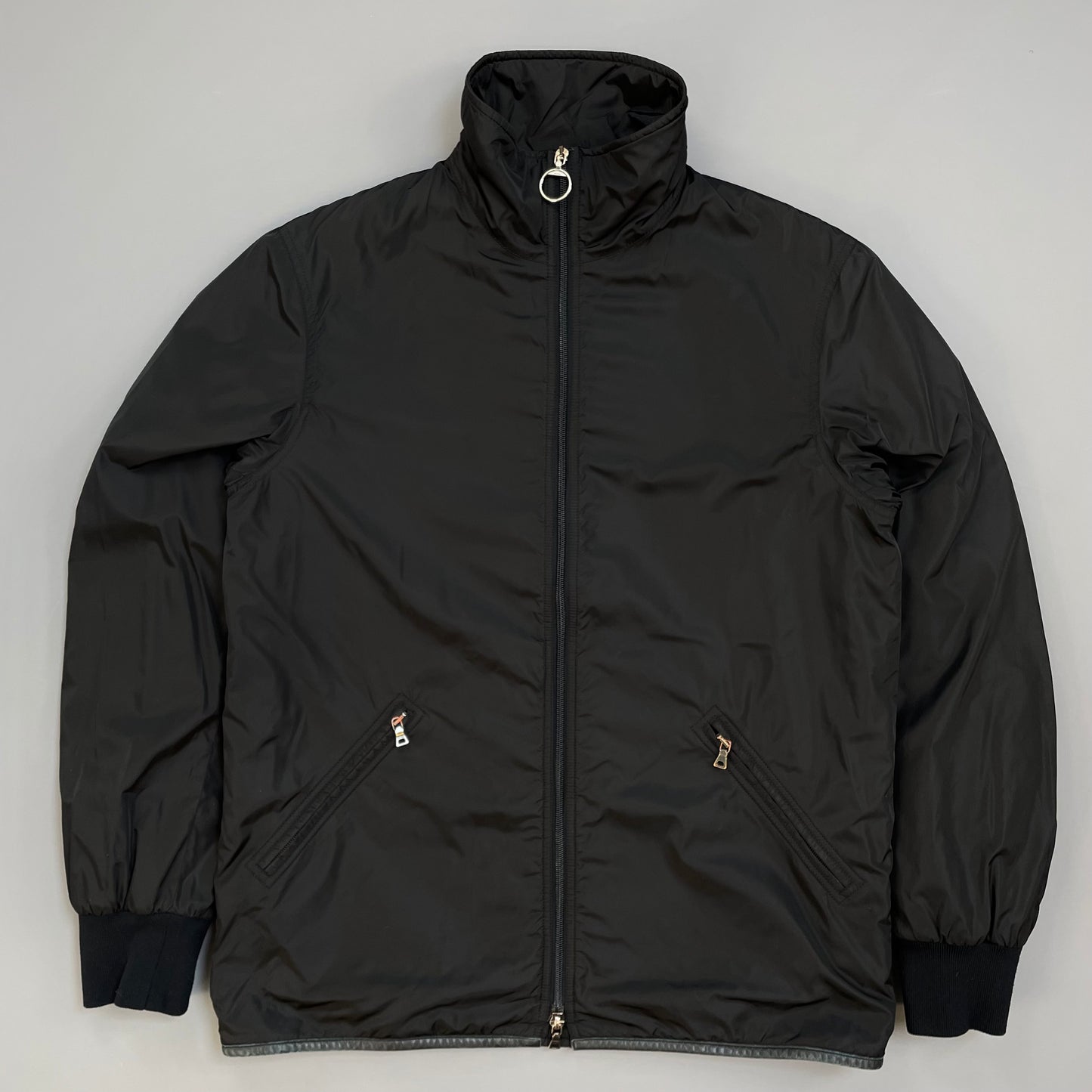 Prada Sport Black 00s Leather Trim Nylon Padded Jacket