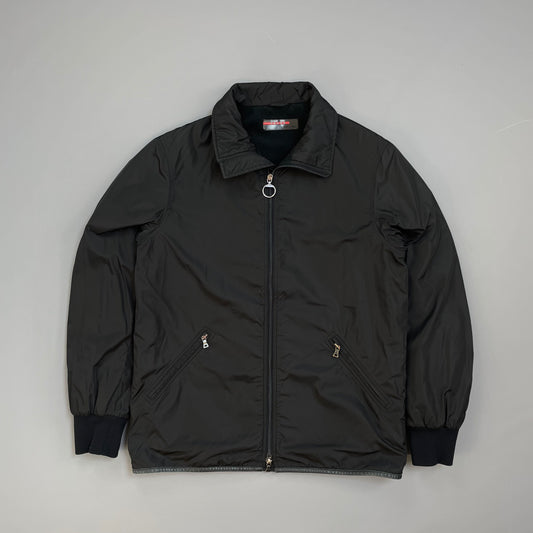 Prada Sport Black 00s Leather Trim Nylon Padded Jacket